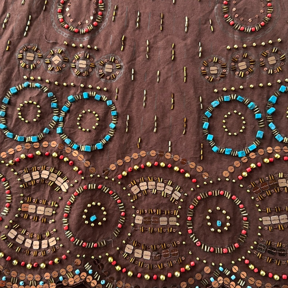 Basil and Maude embroidered embellished beaded brown western skirt size 6 - Picture 5 of 12